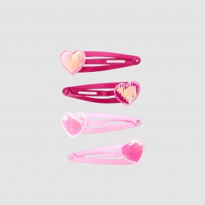 Barrettes clic-clac cœur X8
