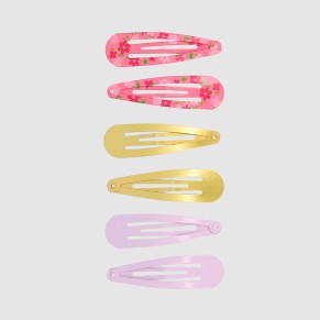 Barrettes clic-clac floral X6