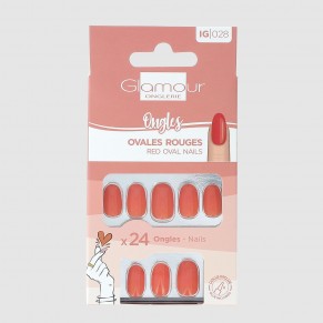 Faux ongles ovales rouge X24 2