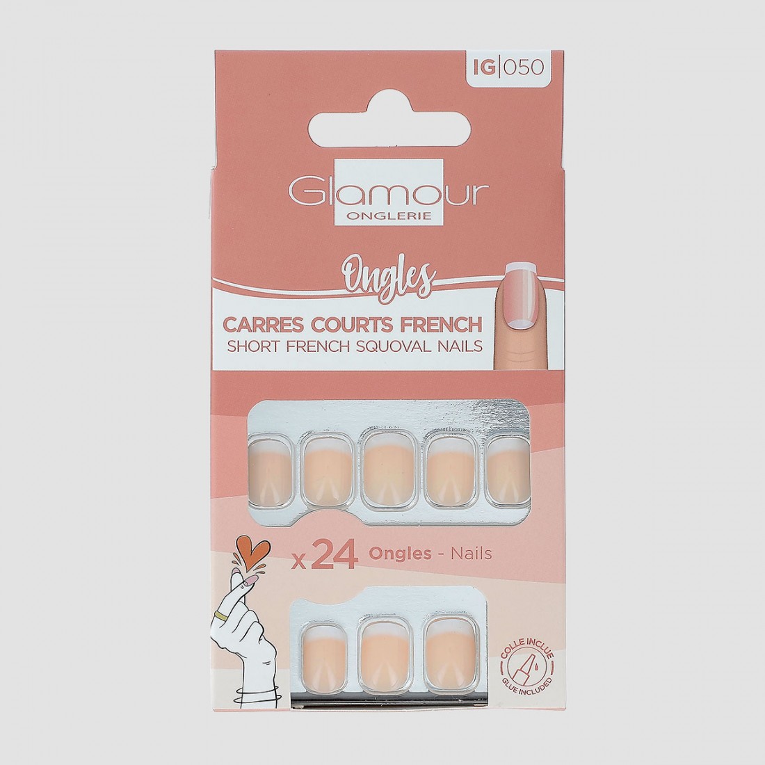 Faux ongles carréscourts french manucure X24 Glamour Paris Accessoires