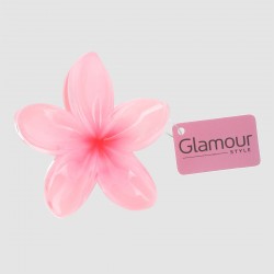 Brosse en forme de fleur de tiaré de couleur rose, nu sans emballage, de face. 2