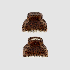 Lot de 2 mini pinces crocodile imprimé léopard recyclées