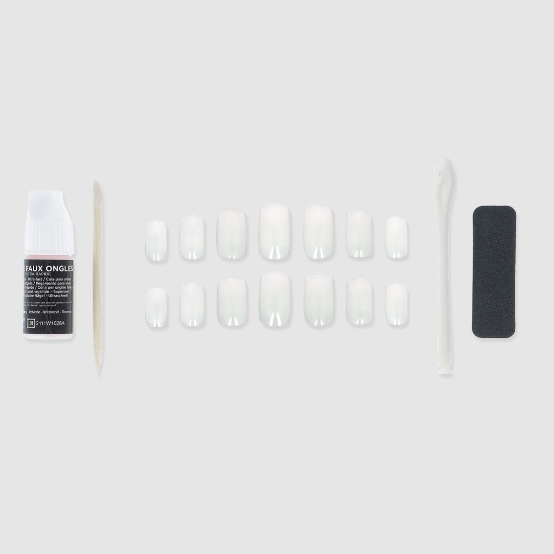 Kit faux ongles carrés naturels X 100