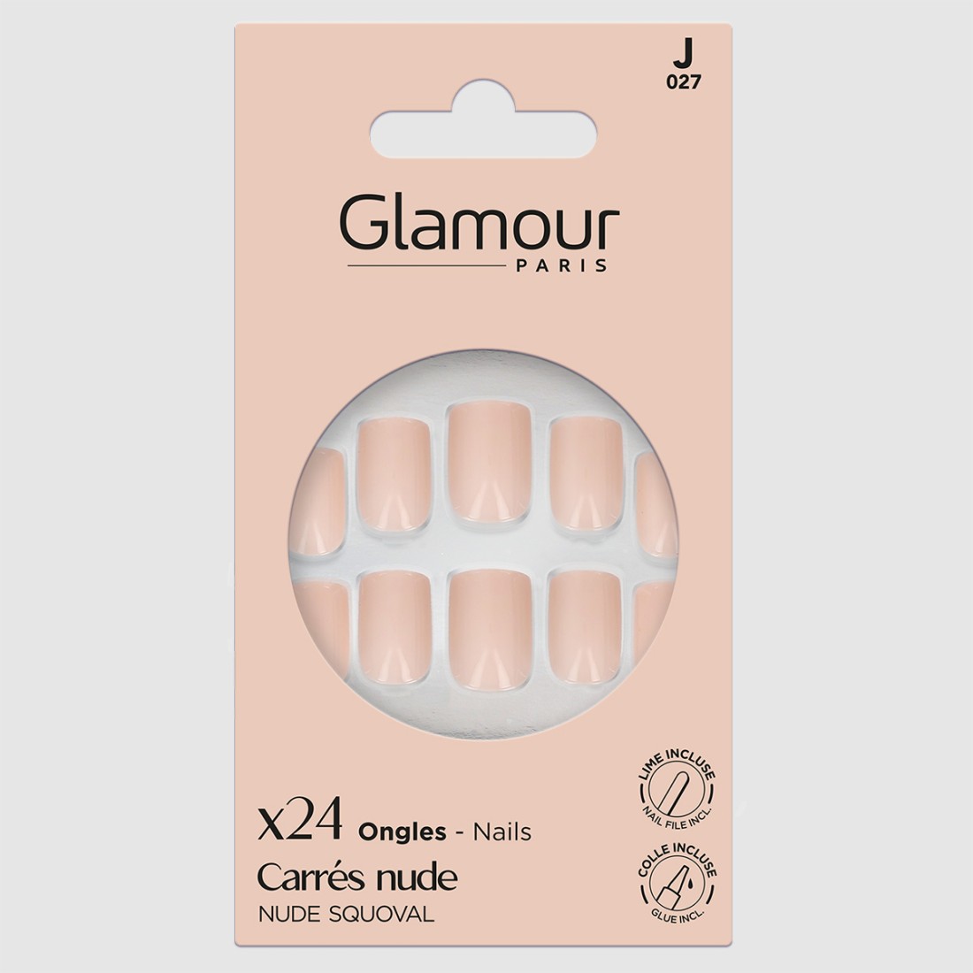 Faux ongles carrés nude X24