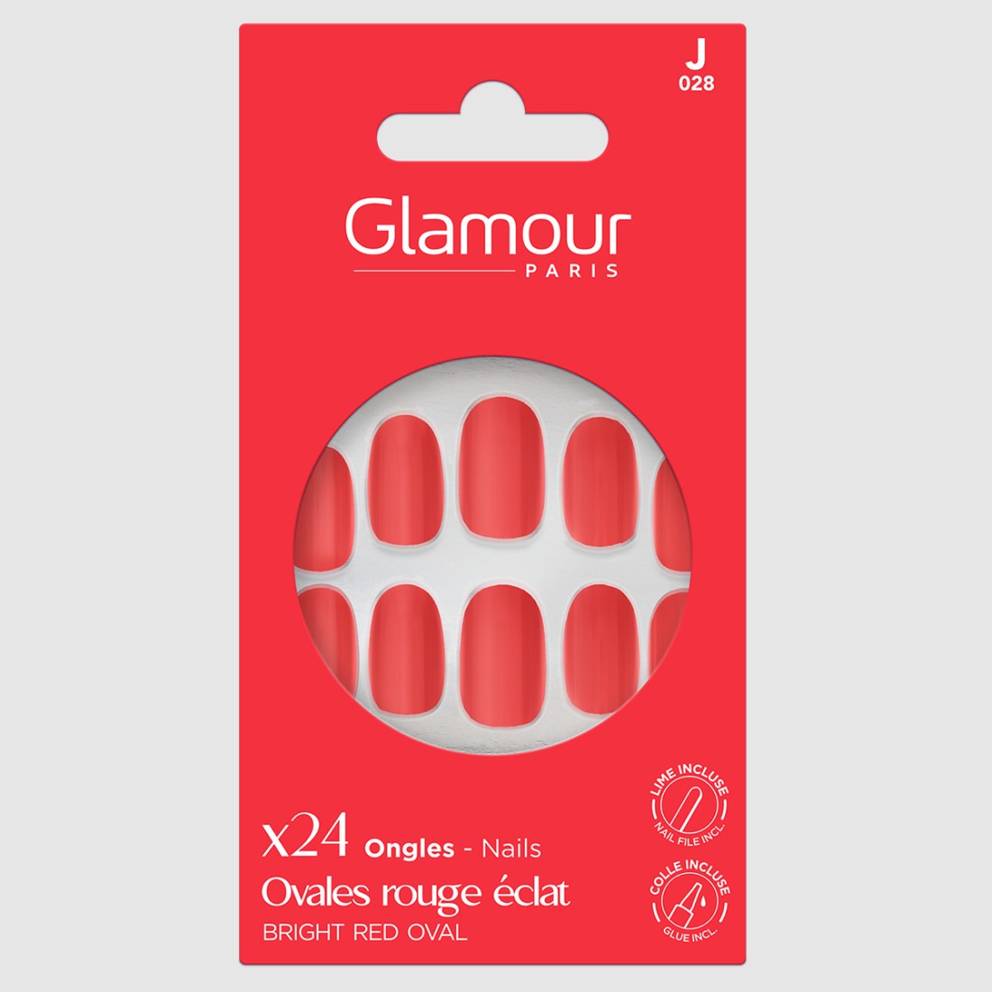 Faux ongles ovales rouge X24