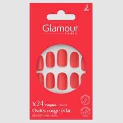 Faux ongles ovales rouge X24 2