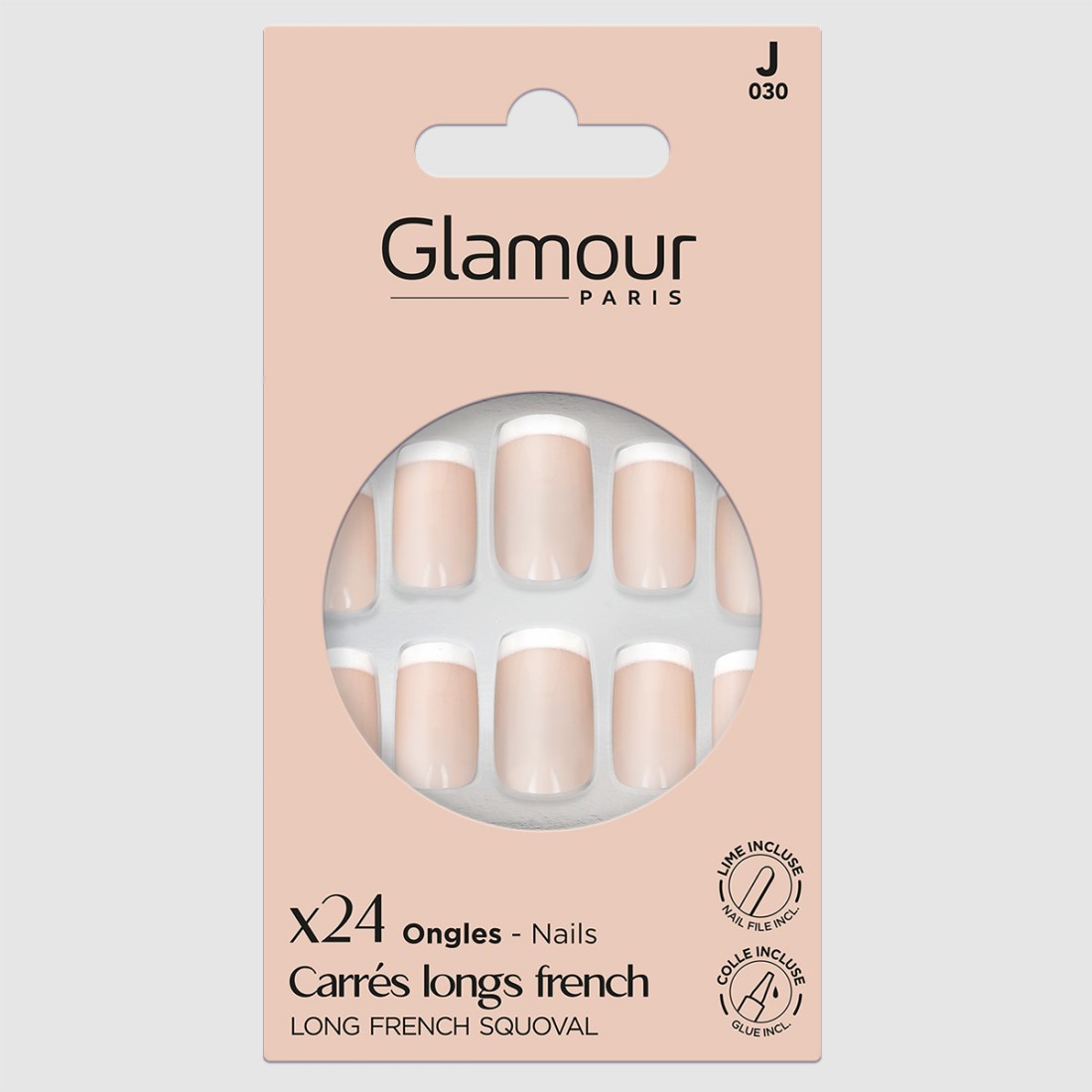 Faux ongles carrés longs french...