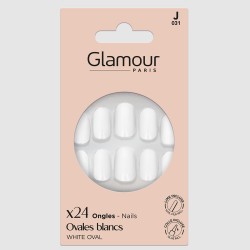 Faux ongles ovales blanc x24 2