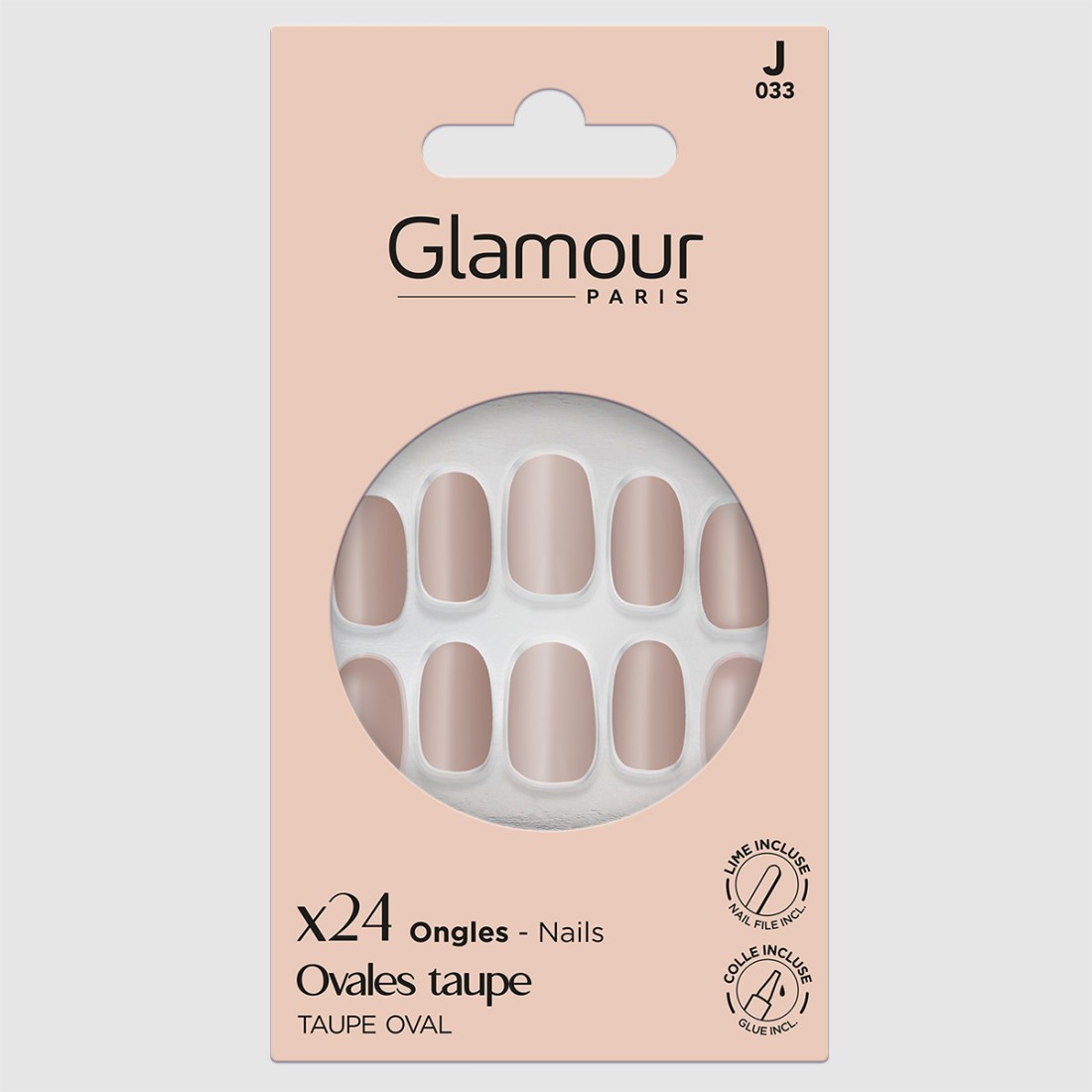 Faux ongles ovales rose beige X24