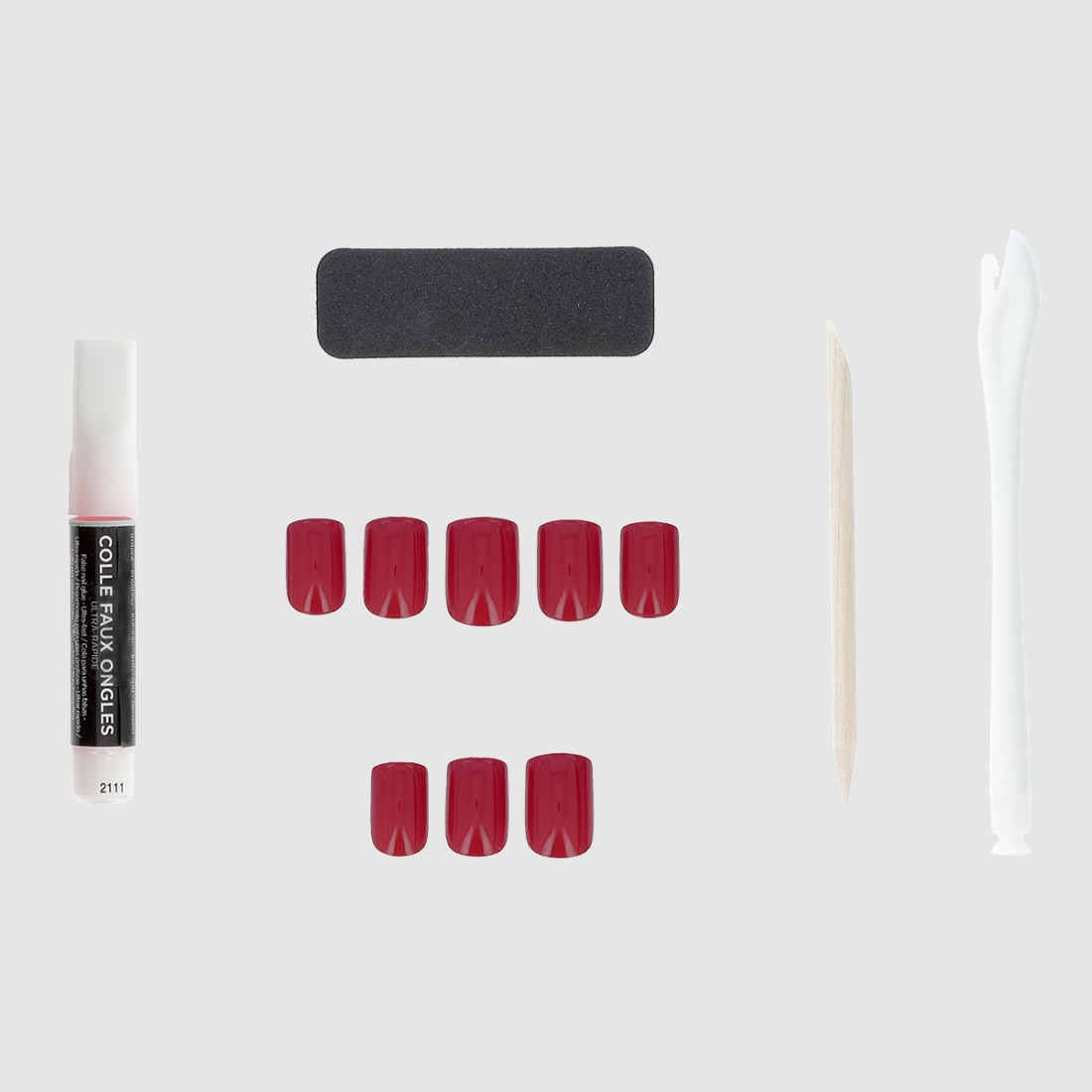 Faux ongles carrés rouge passion X24