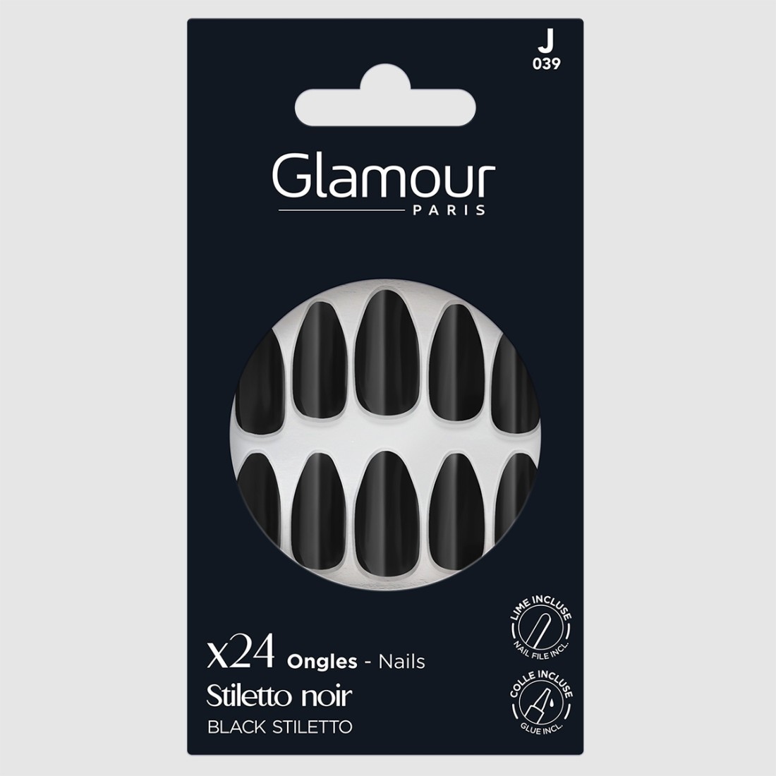 Faux ongles stiletto noir X24