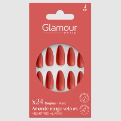 Faux ongles amandes rouge x24 2