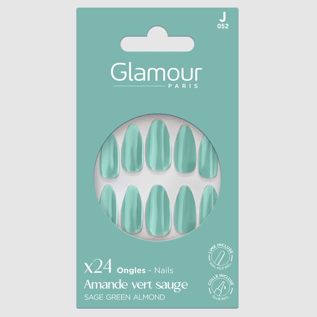 Faux ongles amandes vert x24