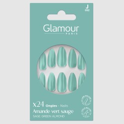 Faux ongles amandes vert x24 2