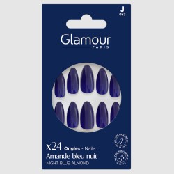 Faux ongles amandes bleu x24 2