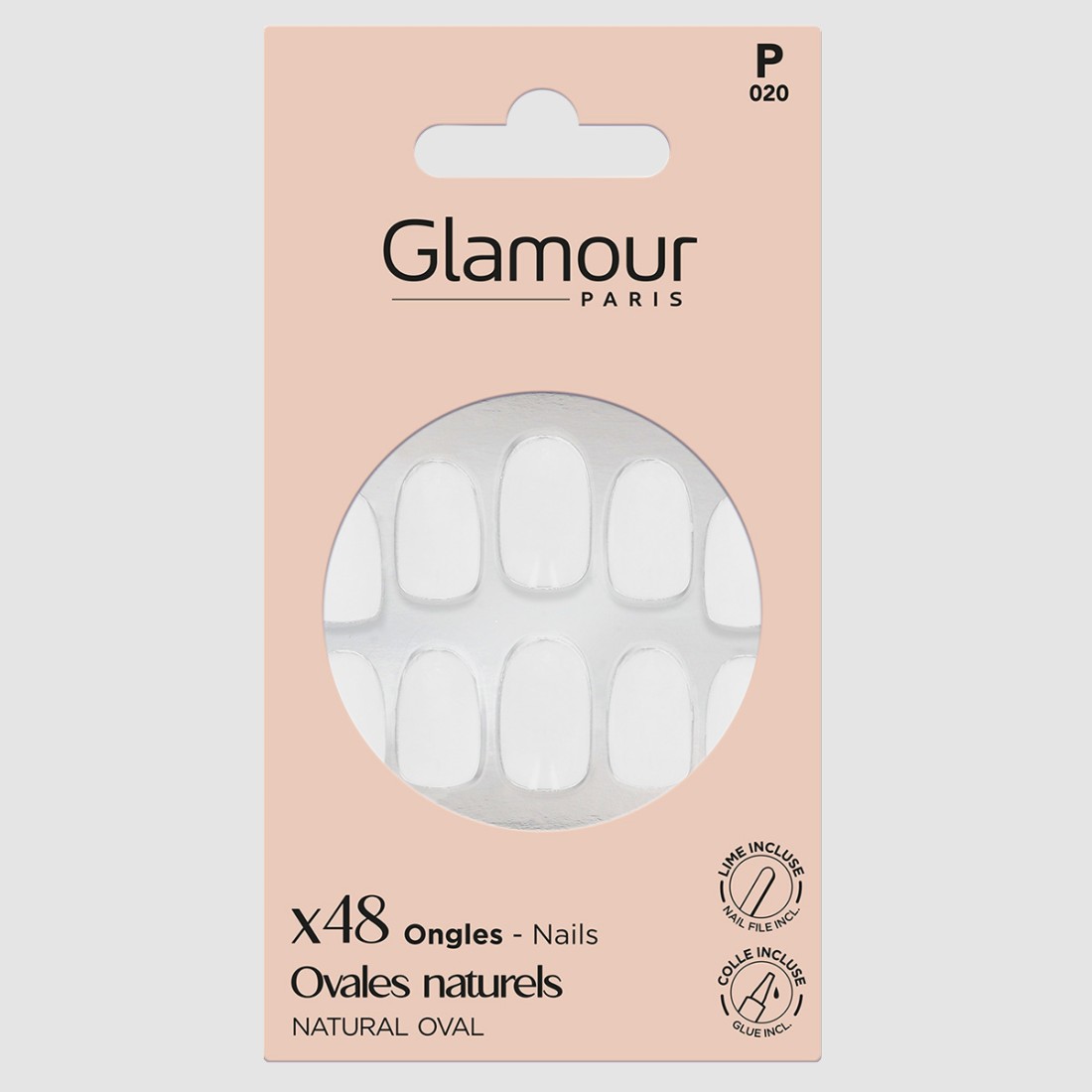 Faux ongles ovales naturels X48