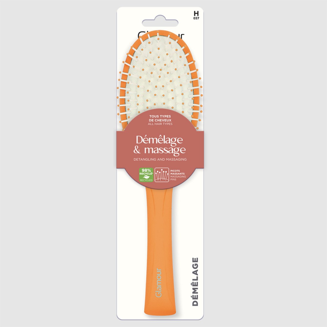 Brosse ovale colorée démêlage et massage