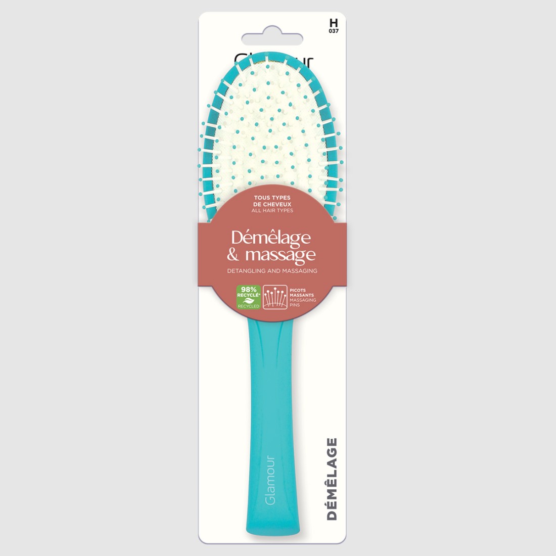 Brosse ovale colorée démêlage et massage