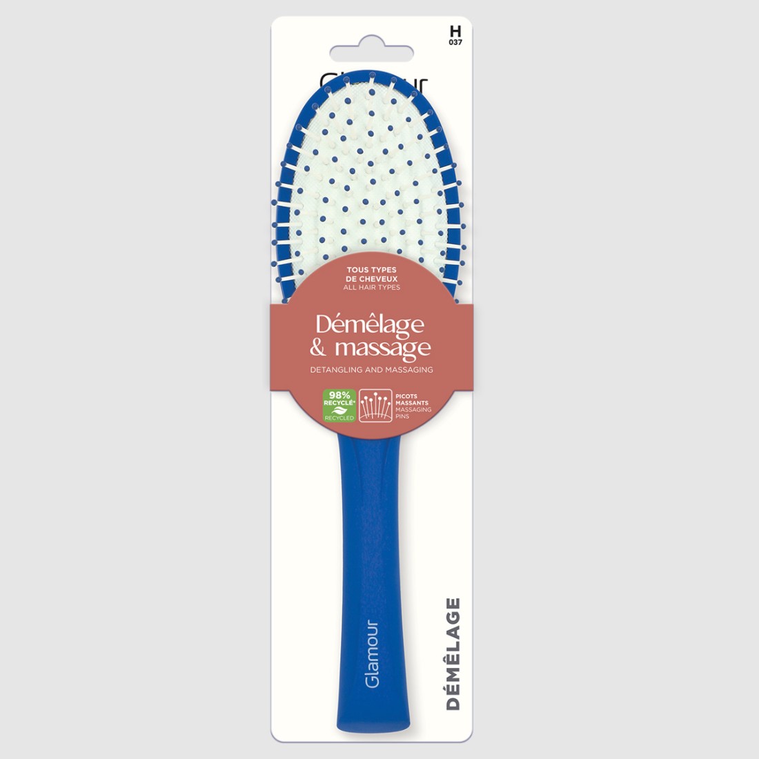 Brosse ovale colorée démêlage et massage