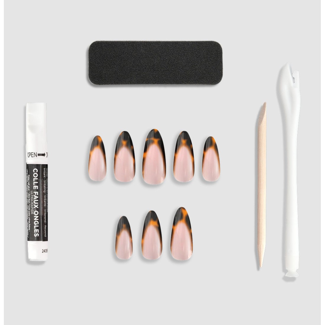 24 faux ongles amande fantaisie Amber...