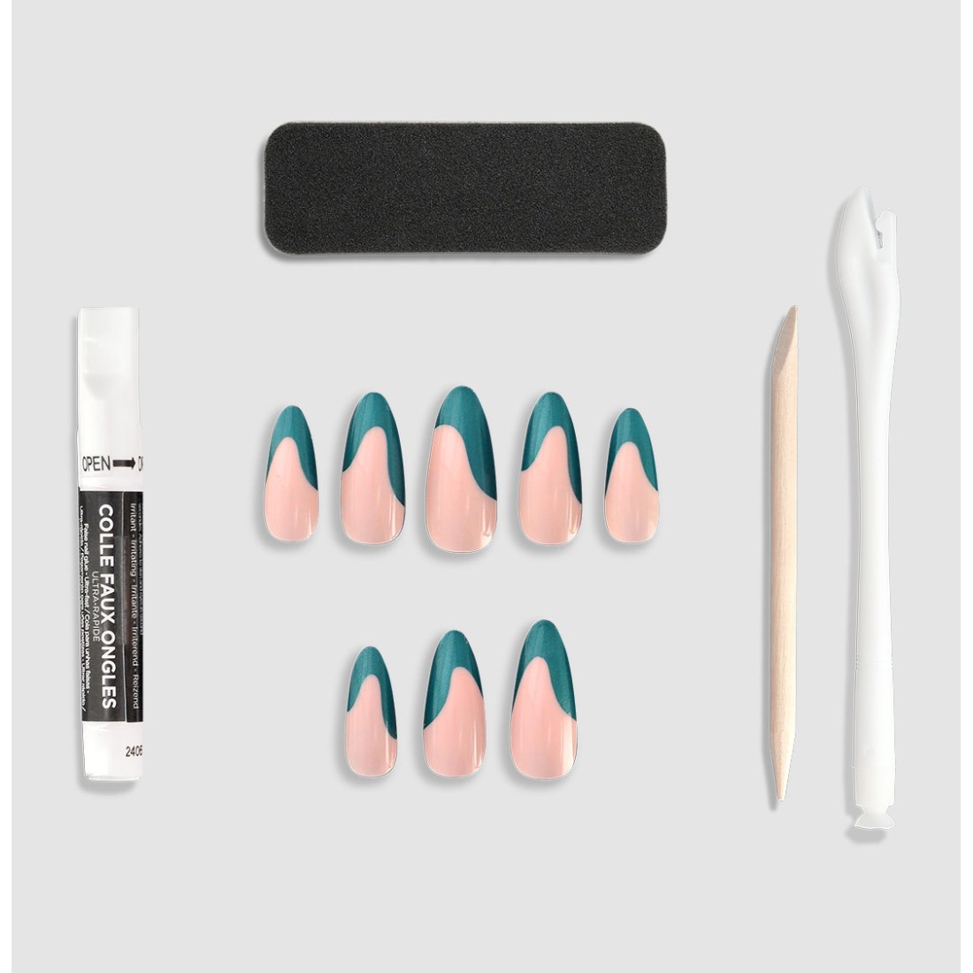 24 faux ongles amande fantaisie Ocean...