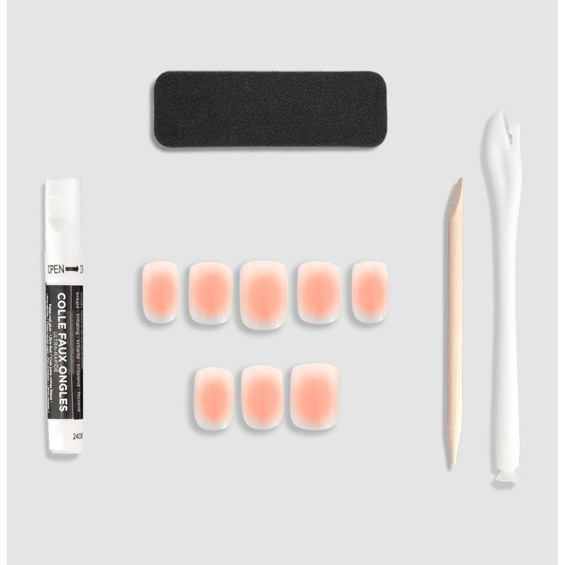 24 faux ongles carré fantaisie Amber...