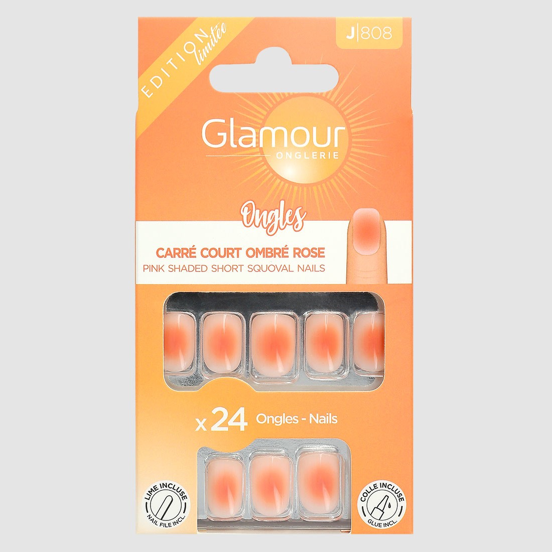 24 faux ongles carré fantaisie Amber...