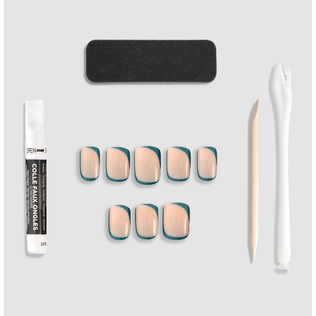 24 faux ongles carré fantaisie Ocean...