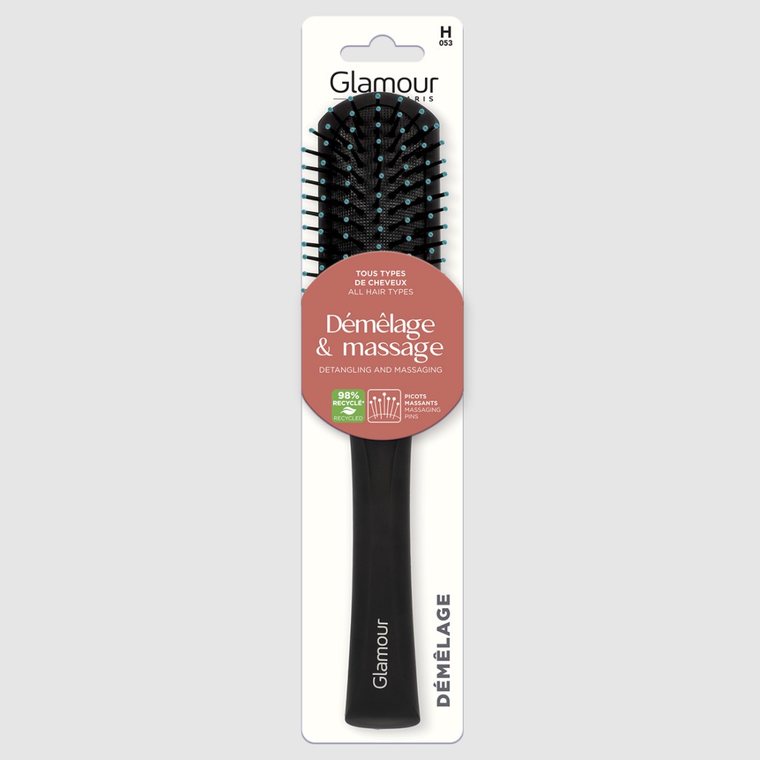 Brosse démêlage tête rectangulaire