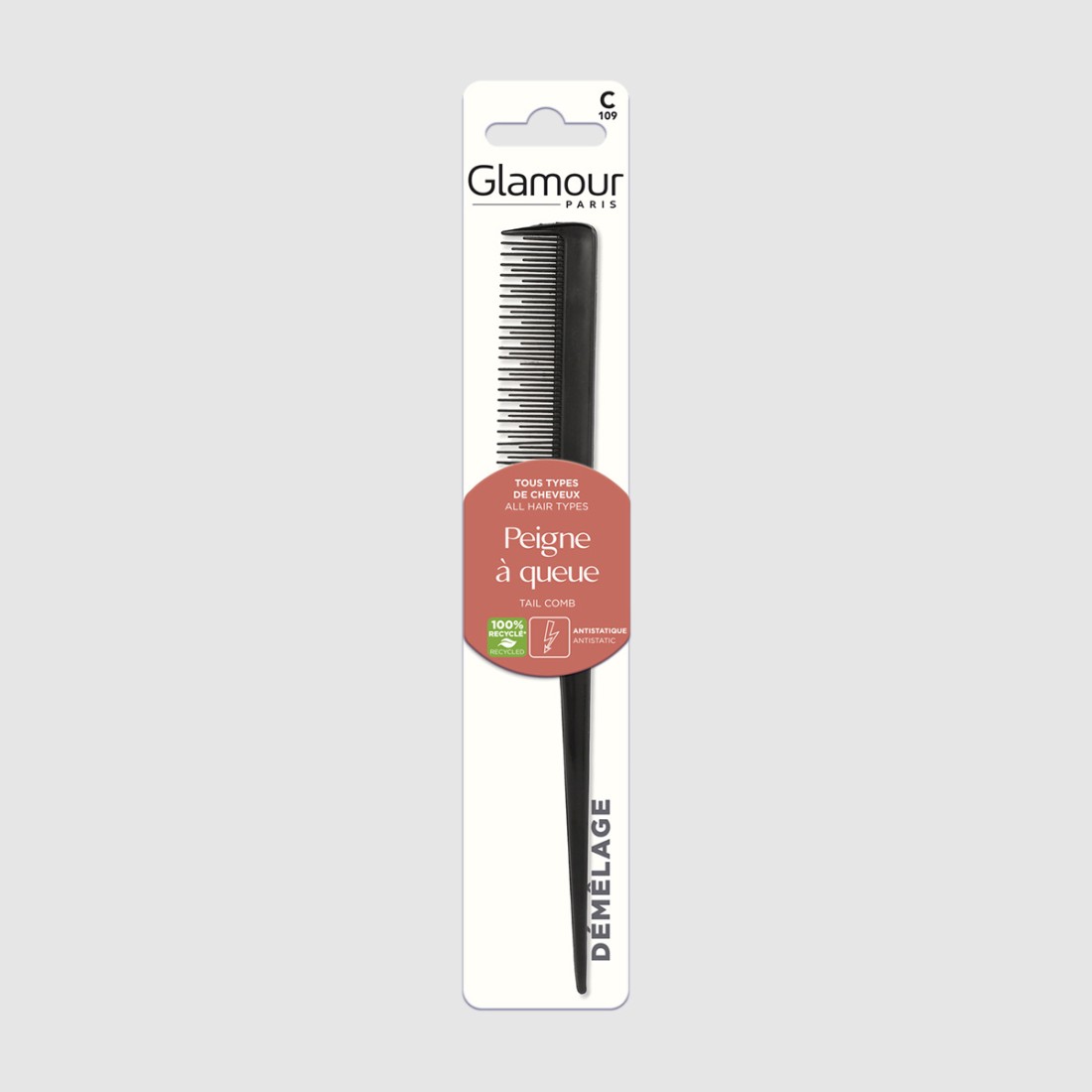 Peigne à queue antistatique