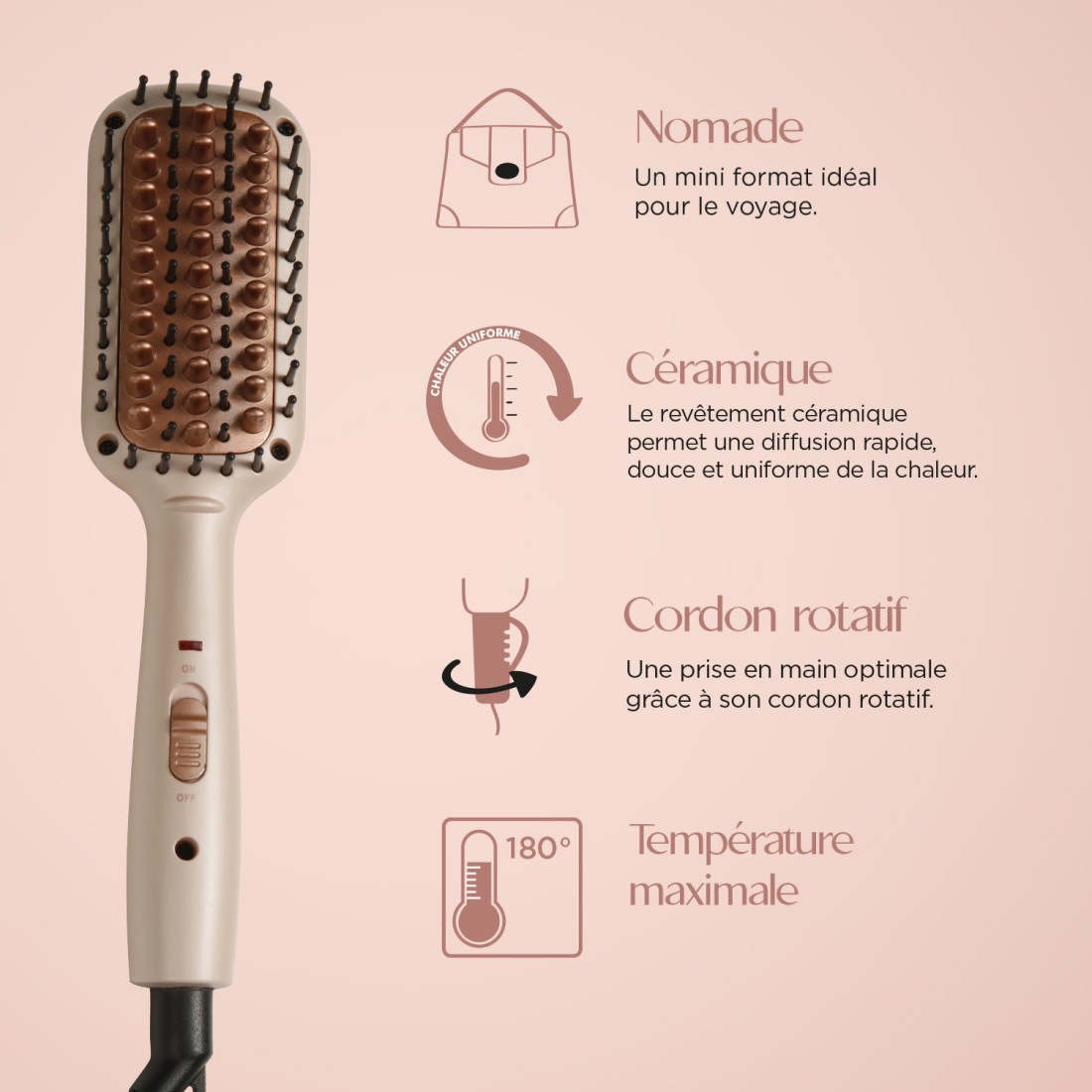 Brosse lissante de voyage