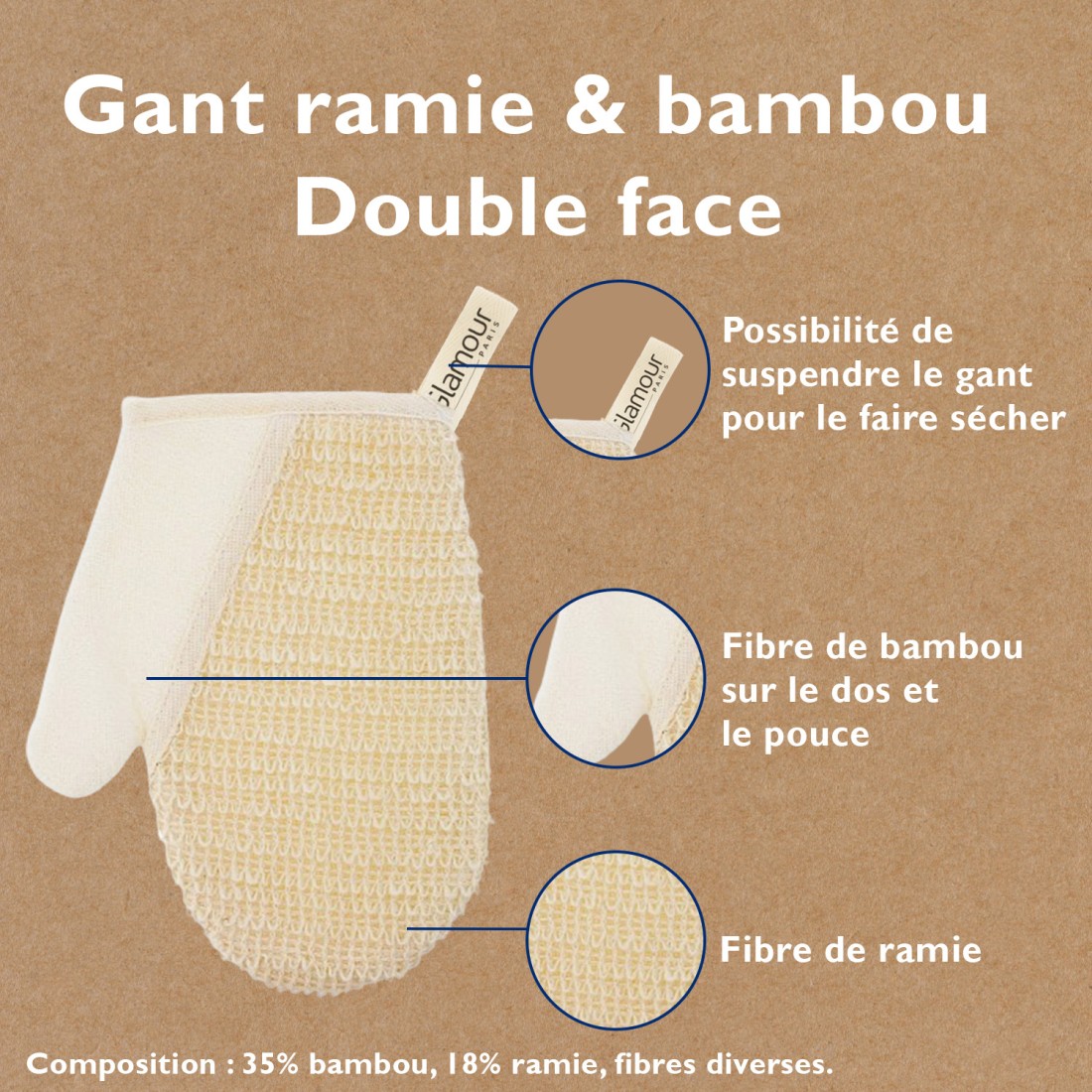 Gant ramie & bambou - Double face