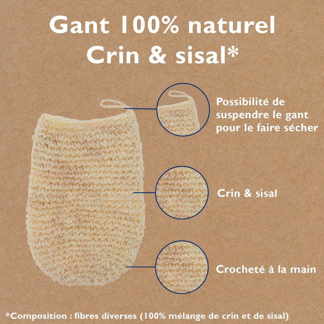 Gant crin & sisal - 100% naturel