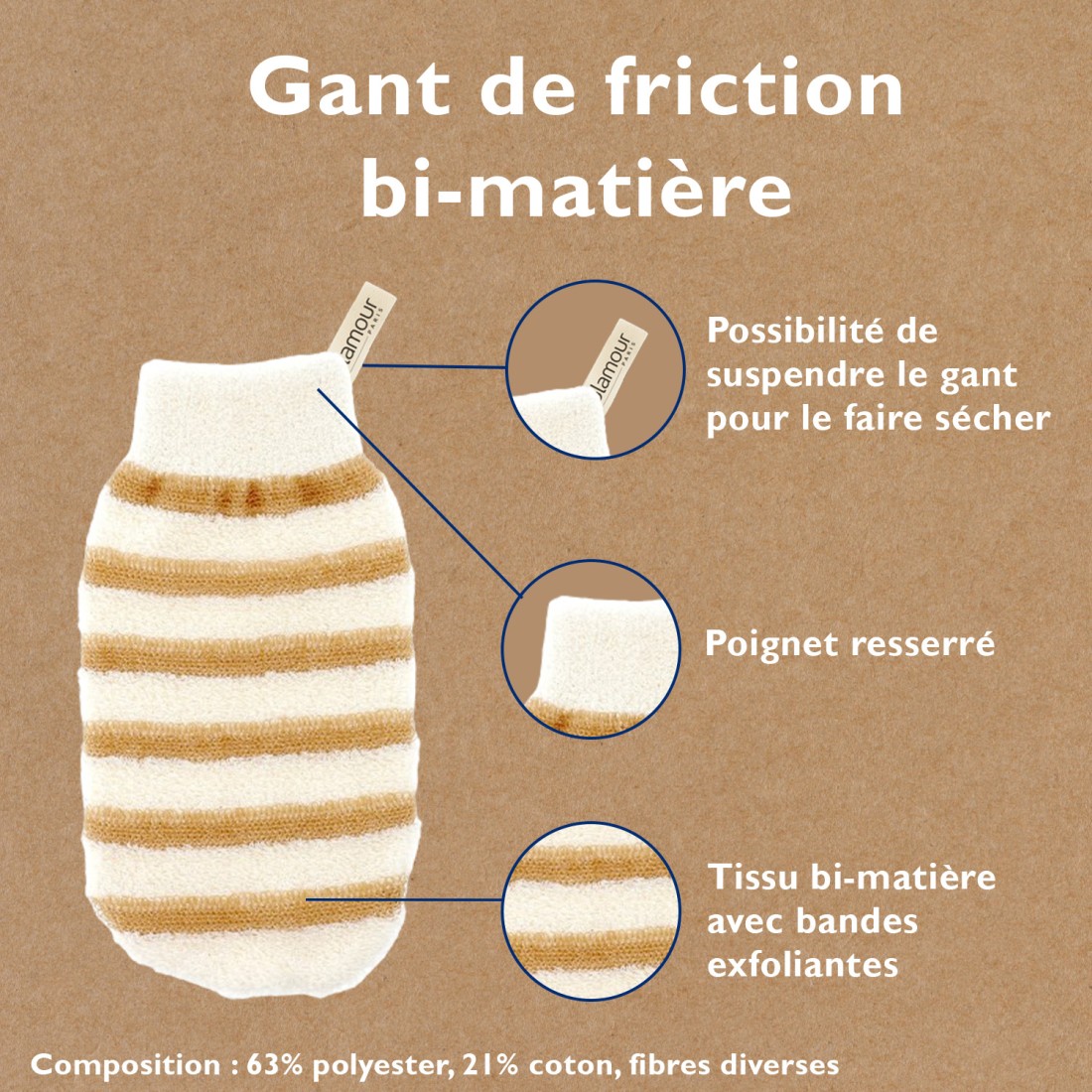 Gant de friction - Bi-matière