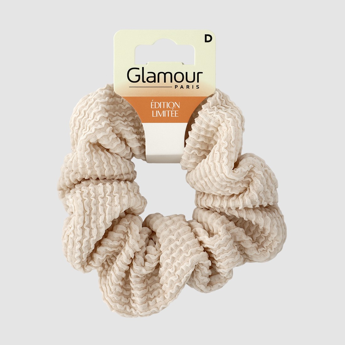 Chouchou grand modèle froncé beige...
