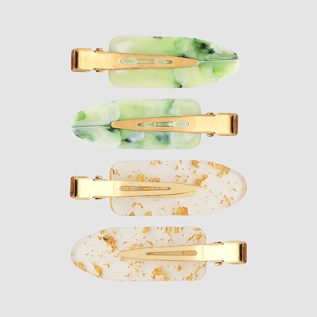 Lot de 4 barrettes plates marbrées et...