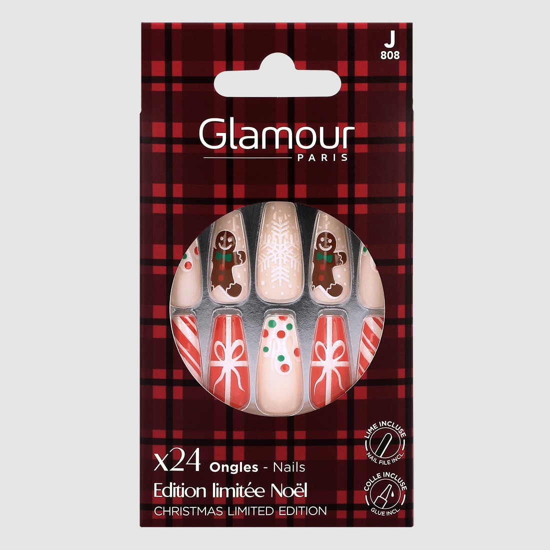24 faux ongles ballerine Noël - Pain...