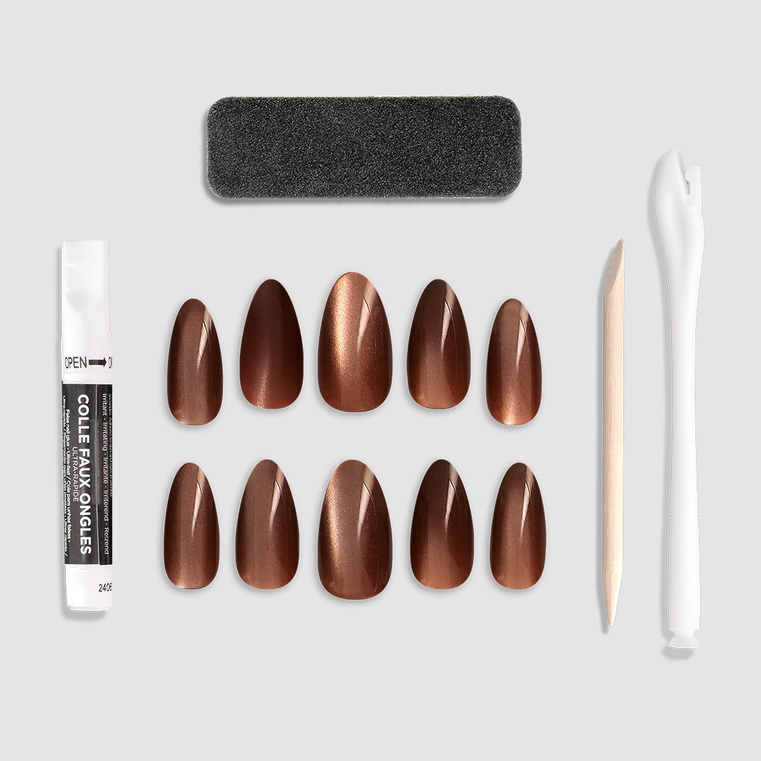 24 faux ongles stiletto - Cat eye...